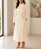Ladies Cream Side Collar Double Breasted Melton Coat - StylePhase SA