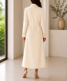Ladies Cream Side Collar Double Breasted Melton Coat - StylePhase SA
