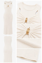 Ladies Cream Sleeveless Twist Front Maxi Dress - StylePhase SA