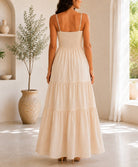 Ladies Cream Strappy Ruffel Hem Dress - StylePhase SA