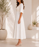 Ladies Cream Textured Floral Detail Dress - StylePhase SA