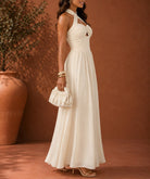 Ladies Cream Tie Criss Cross Pocket Dress - StylePhase SA