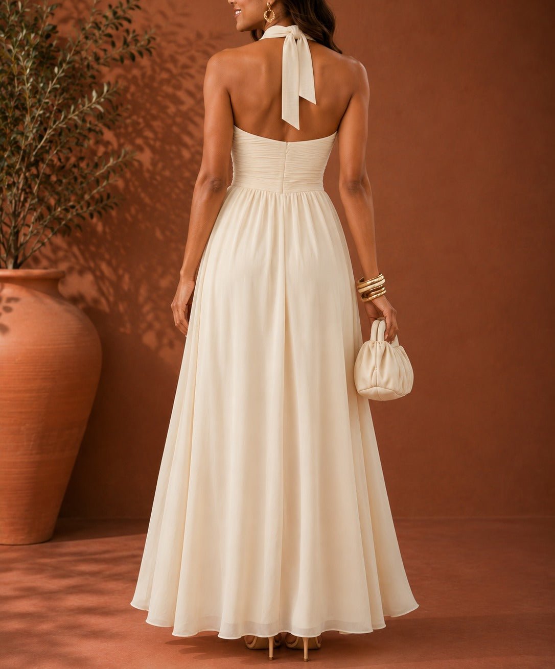 Ladies Cream Tie Criss Cross Pocket Dress - StylePhase SA