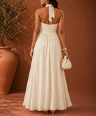 Ladies Cream Tie Criss Cross Pocket Dress - StylePhase SA
