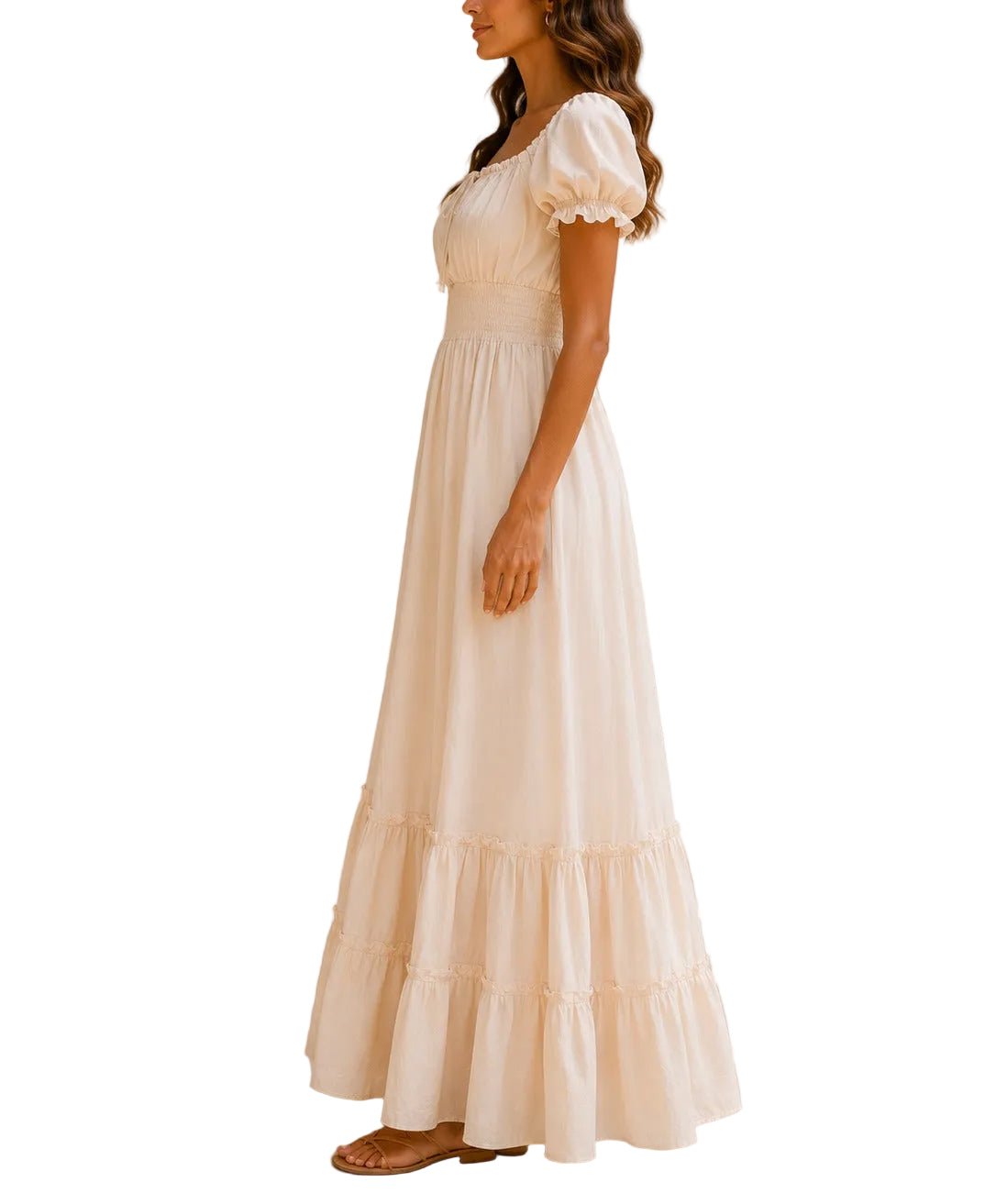 Ladies Cream Tie Front Tier Dress - StylePhase SA