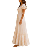 Ladies Cream Tie Front Tier Dress - StylePhase SA