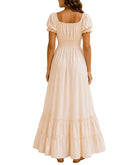 Ladies Cream Tie Front Tier Dress - StylePhase SA
