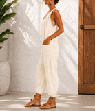 Ladies Cream Tie Straps Jumpsuit - StylePhase SA