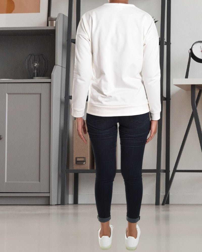 Ladies Cream White Printed Sweater - StylePhase SA