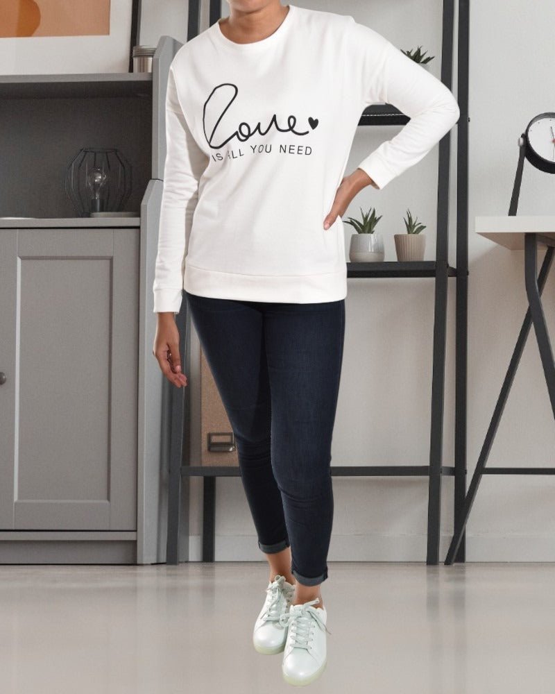 Ladies Cream White Printed Sweater - StylePhase SA