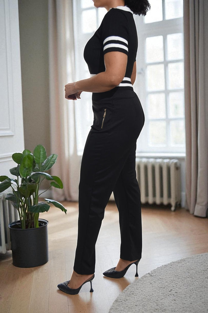Ladies Crop Black Collar Top - StylePhase SA
