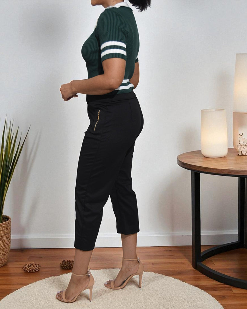 Ladies Crop Green Collar Top - StylePhase SA