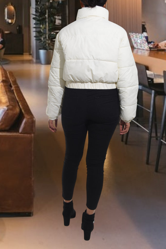 Ladies Crop Puff Off White Jacket - StylePhase SA