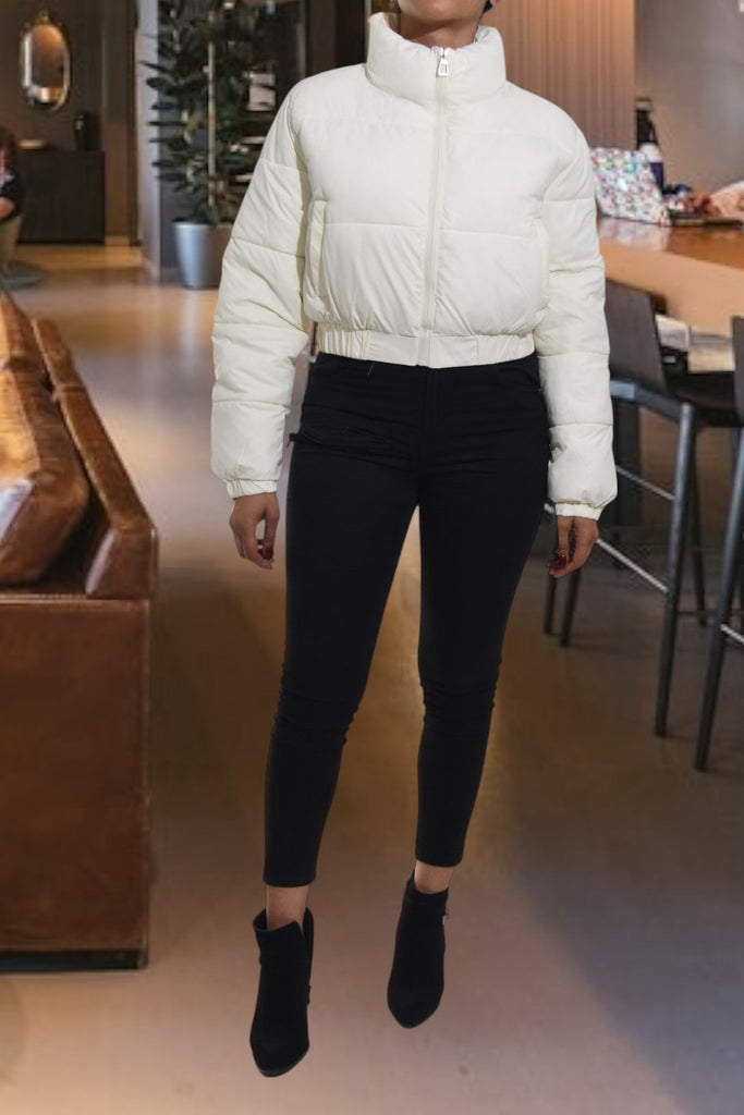 Ladies Crop Puff Off White Jacket - StylePhase SA