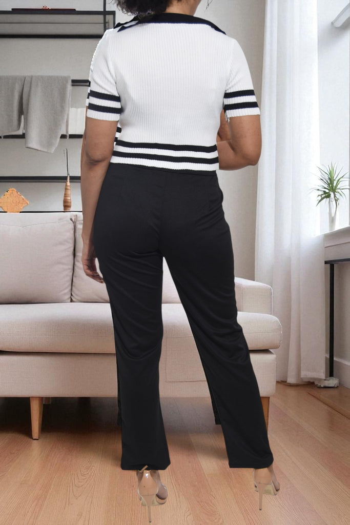 Ladies Crop White Collar Top - StylePhase SA
