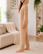Ladies Cuffed Beige Plush Onesie - StylePhase SA