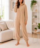 Ladies Cuffed Beige Plush Onesie - StylePhase SA