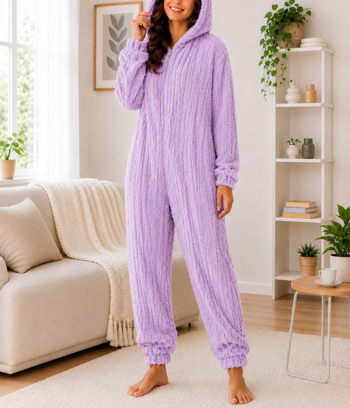 Ladies Cuffed Lilac Plush Onesie - StylePhase SA