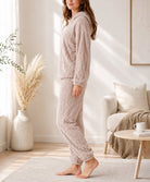 Ladies Cuffed Plush Hoody Pj Set - Brown - StylePhase SA