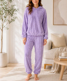 Ladies Cuffed Plush Hoody Pj Set - Lilac - StylePhase SA