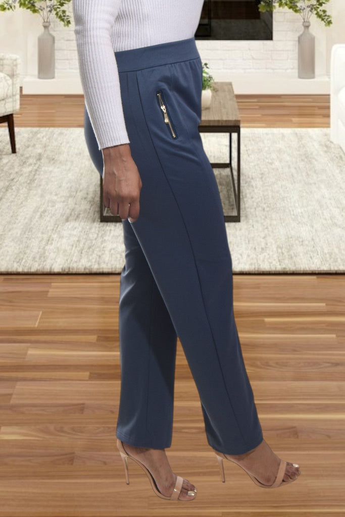 Ladies Dark Blue Long Zip Pants - StylePhase SA