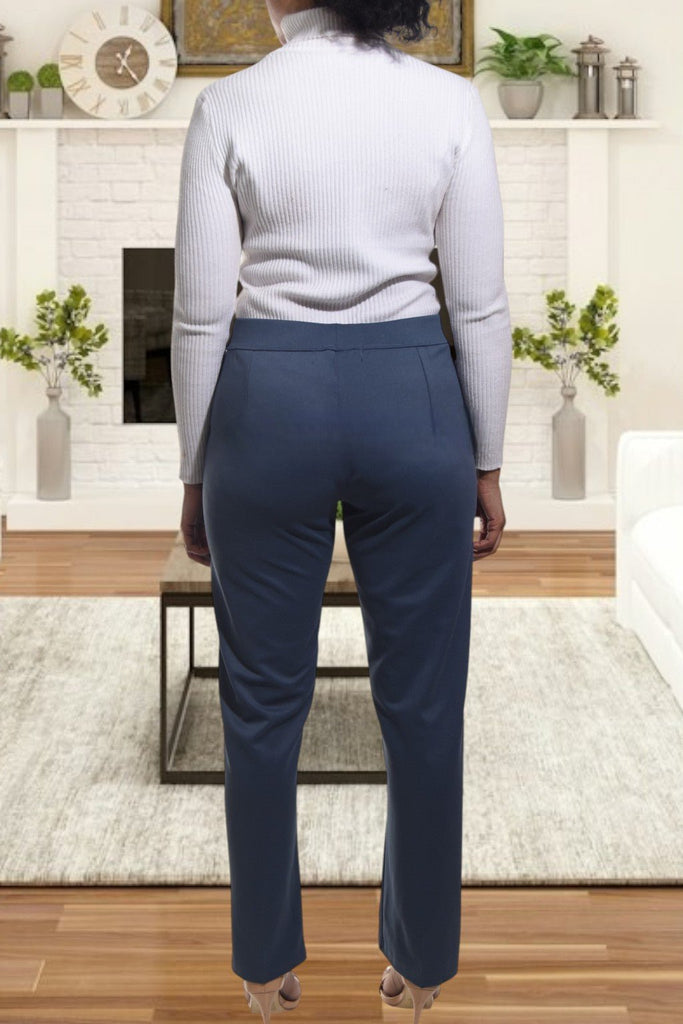 Ladies Dark Blue Long Zip Pants - StylePhase SA