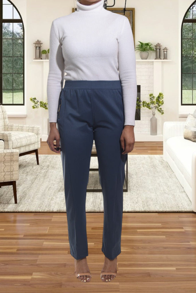 Ladies Dark Blue Long Zip Pants - StylePhase SA