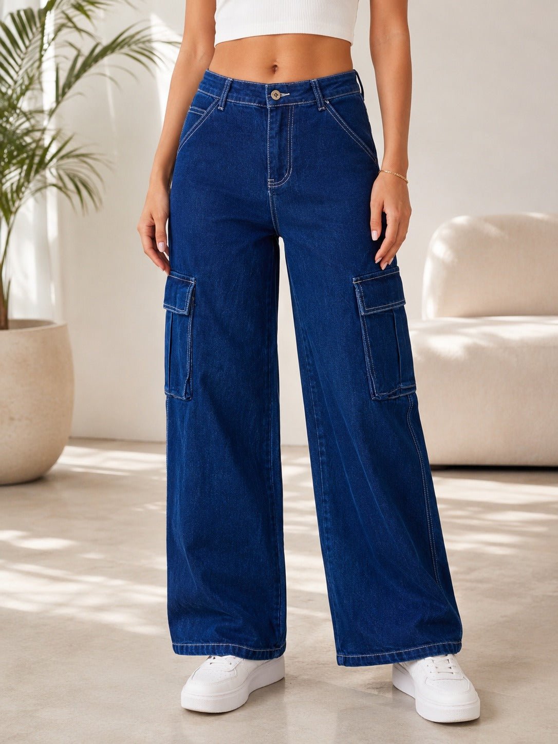 Ladies Dark Blue Side Pocket Jeans - StylePhase SA