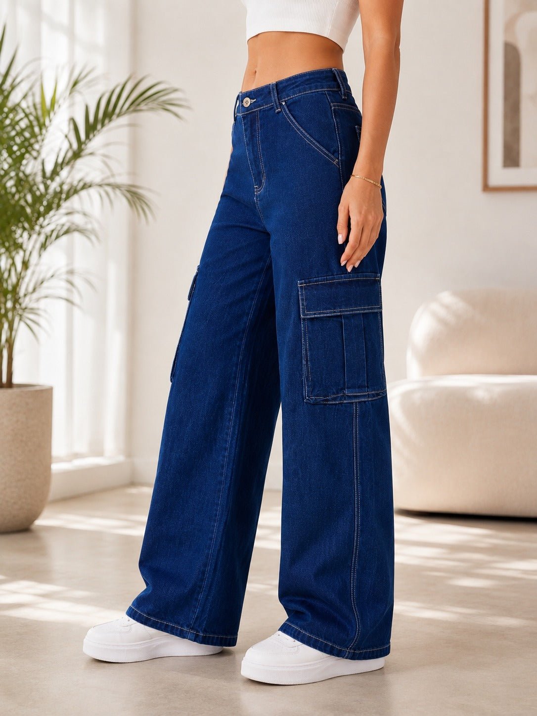 Ladies Dark Blue Side Pocket Jeans - StylePhase SA