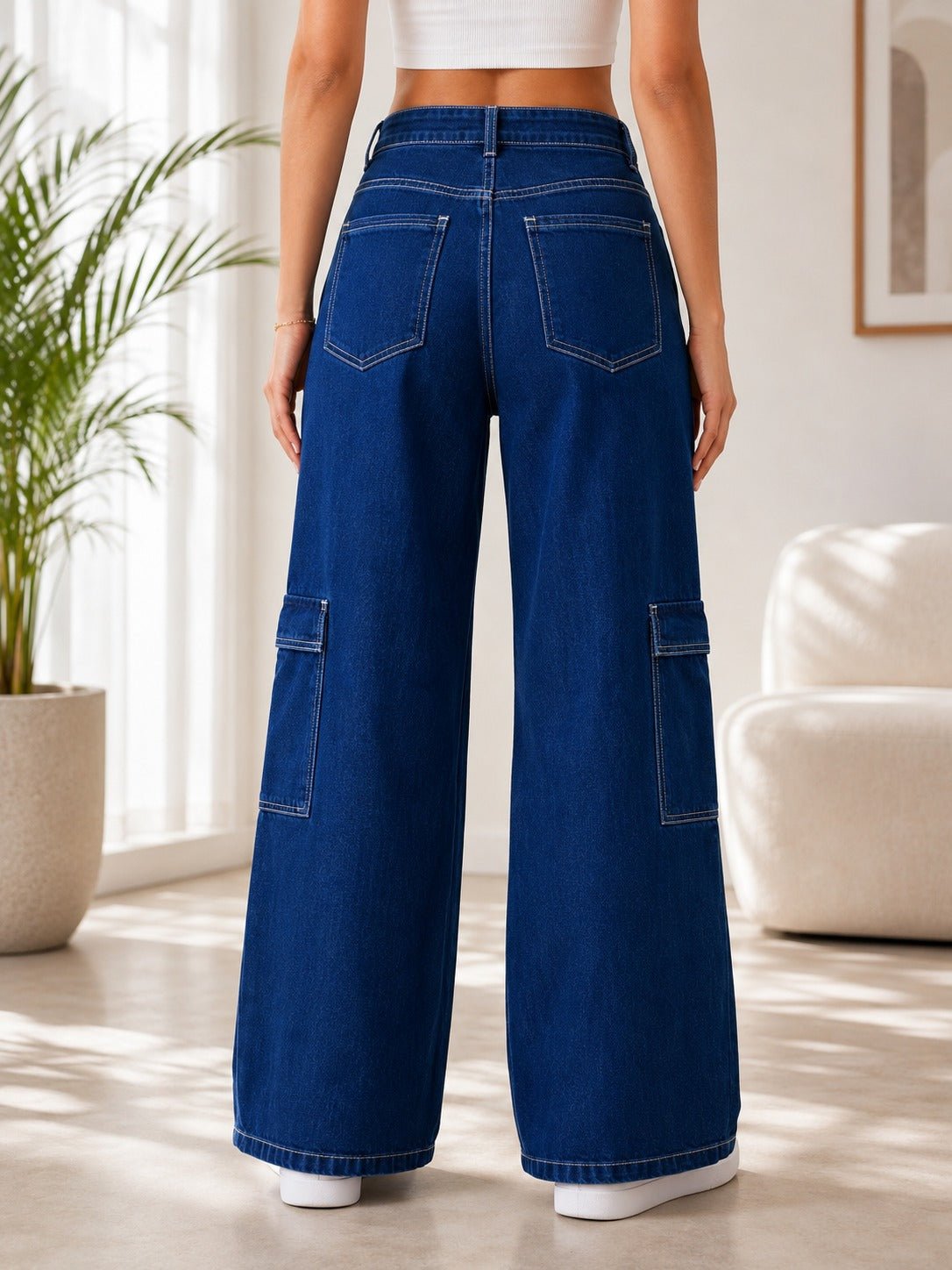 Ladies Dark Blue Side Pocket Jeans - StylePhase SA