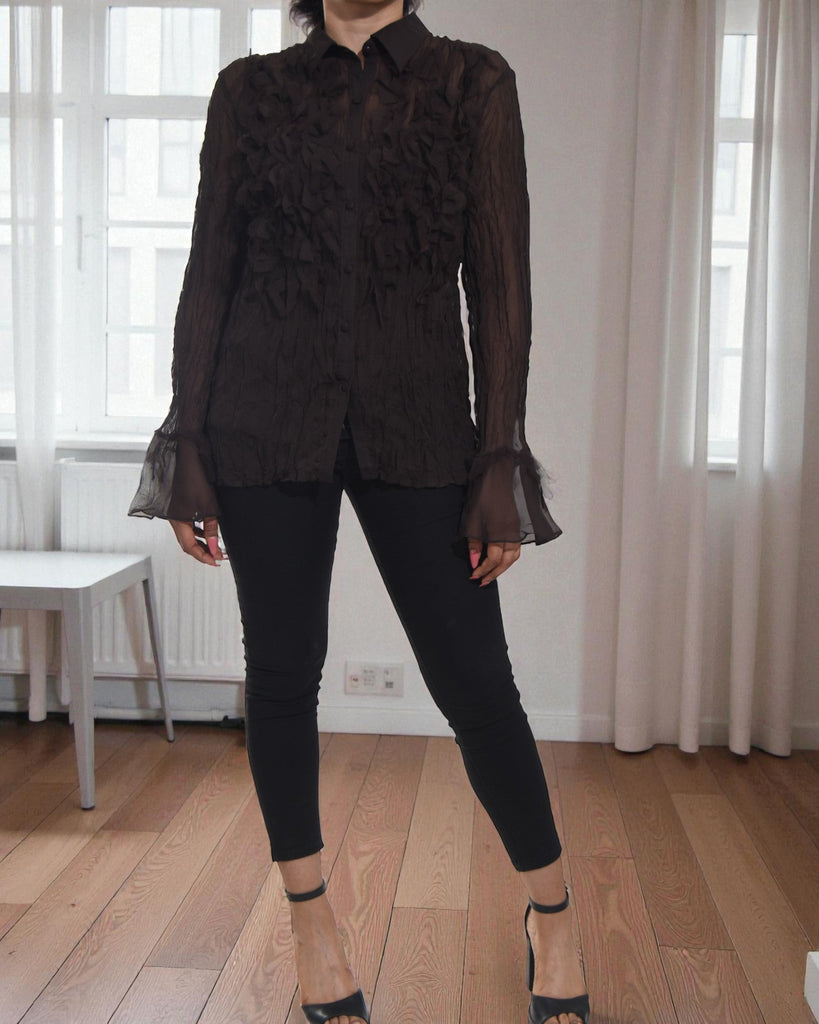 Ladies Dark Brown Button Shirt - StylePhase SA