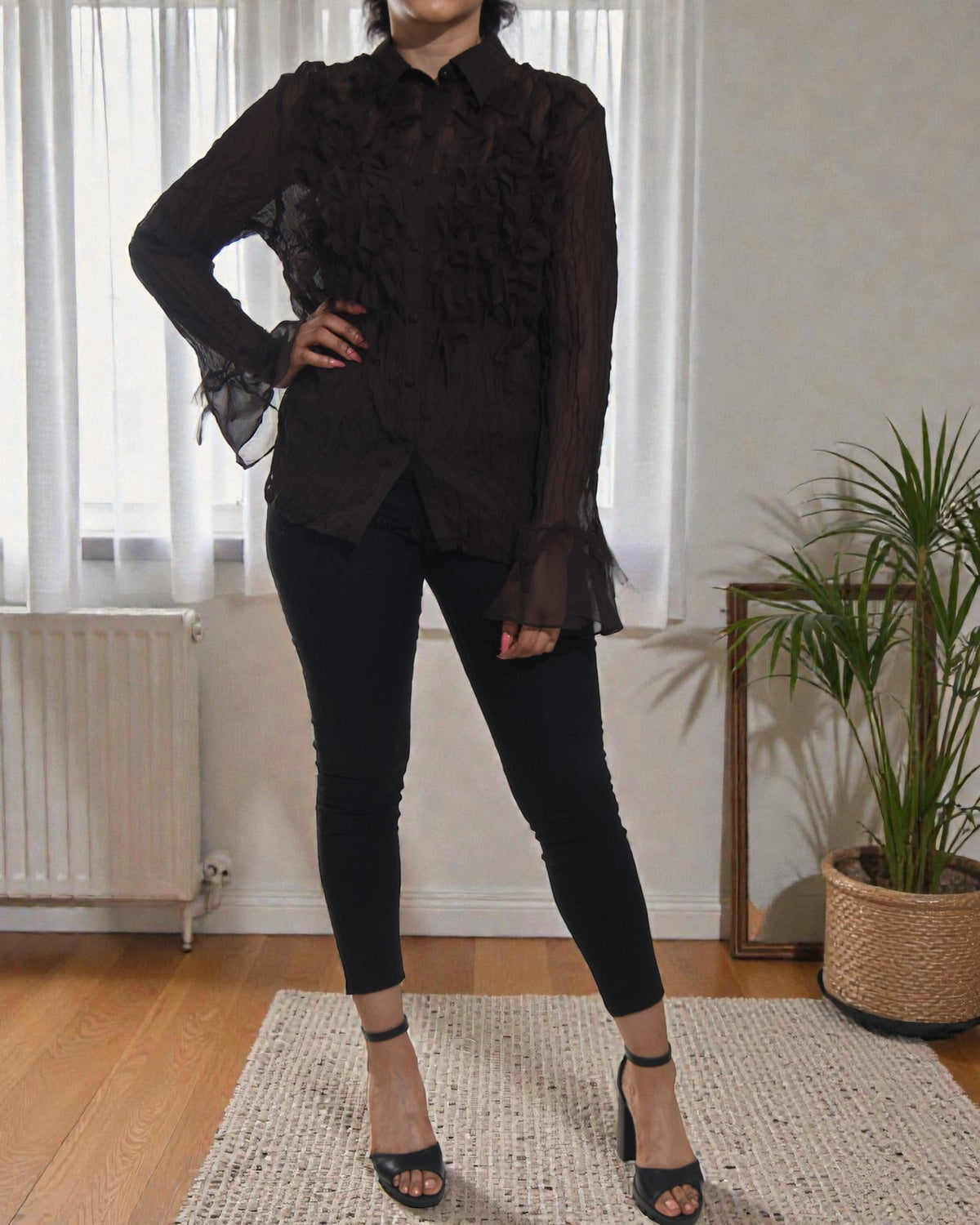 Ladies Dark Brown Button Shirt - StylePhase SA