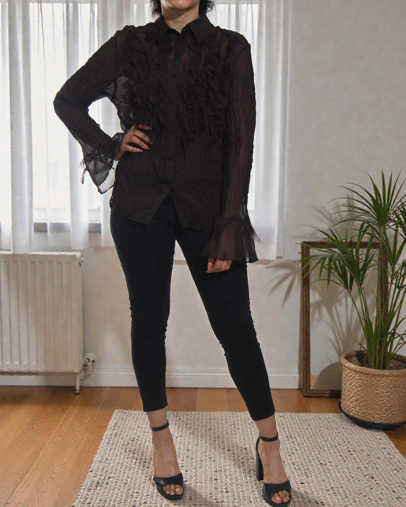 Ladies Dark Brown Button Shirt - StylePhase SA