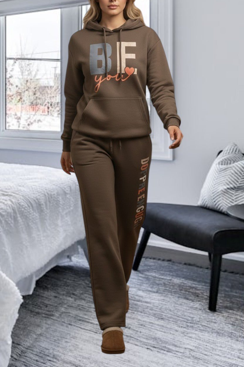 Ladies Dark Brown Fleece Tracksuit Set - Be You - StylePhase SA