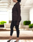 Ladies Dark Brown Front Frill Top - StylePhase SA