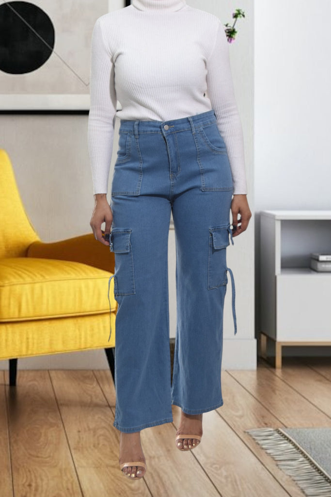 Ladies Dark Denim Pocket Cargo Jeans - StylePhase SA