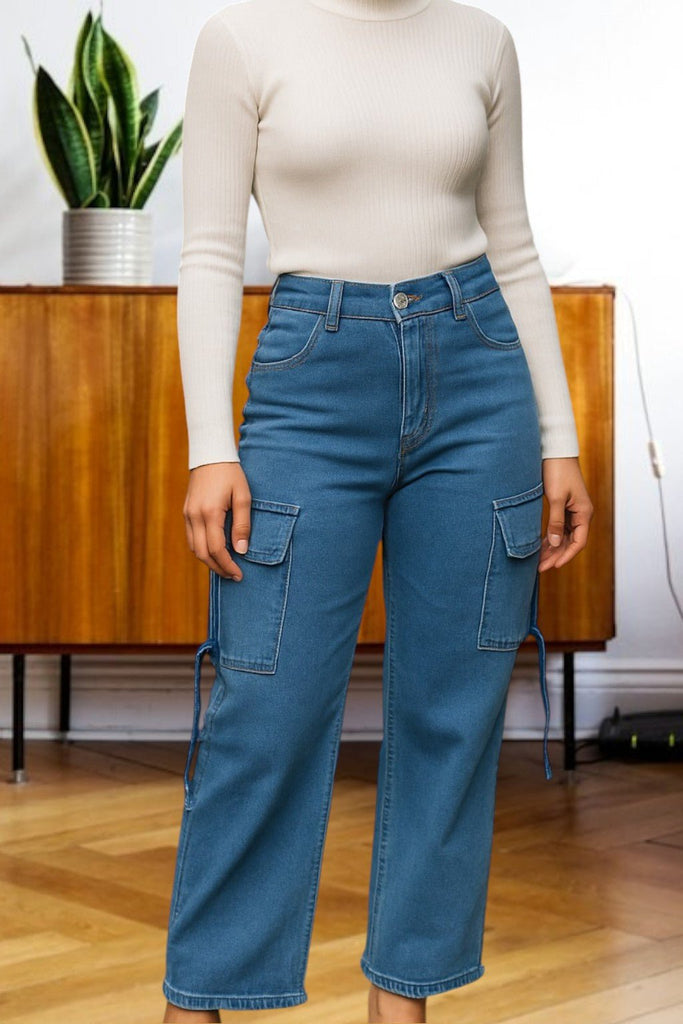 Ladies Dark Denim Pocket Cargo Jeans - StylePhase SA