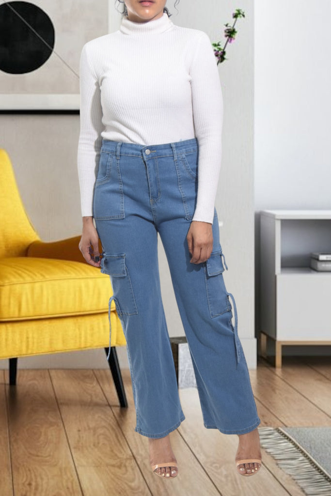 Ladies Dark Denim Pocket Cargo Jeans - StylePhase SA