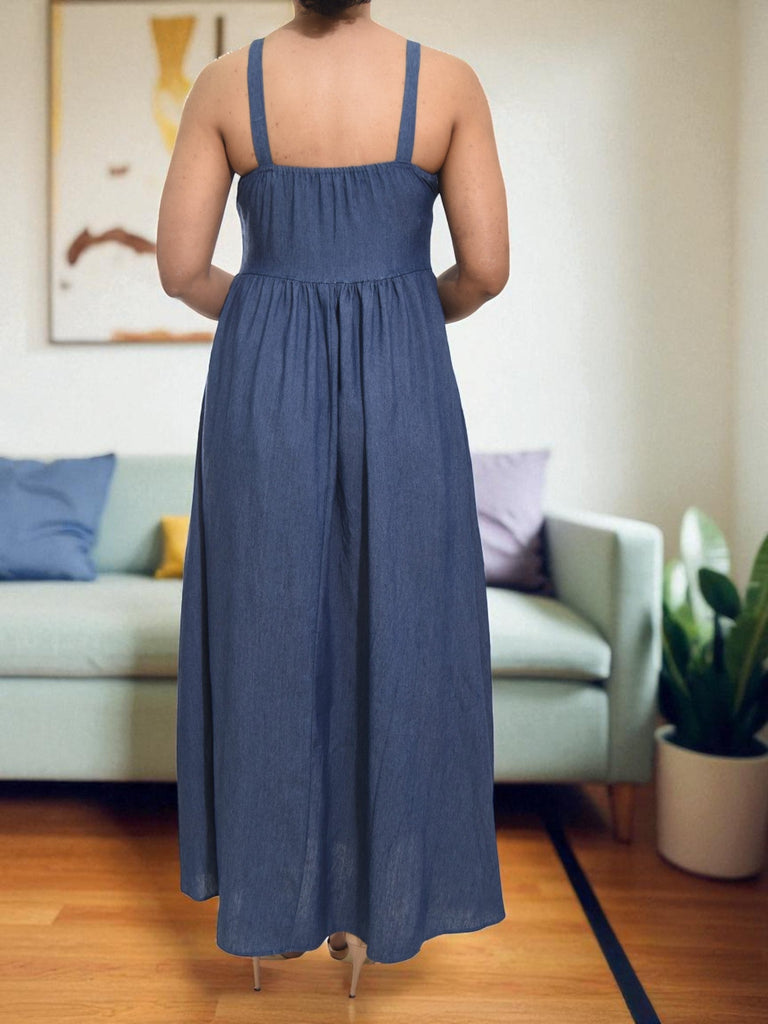 Ladies Dark Denim Tie Front Dress - StylePhase SA