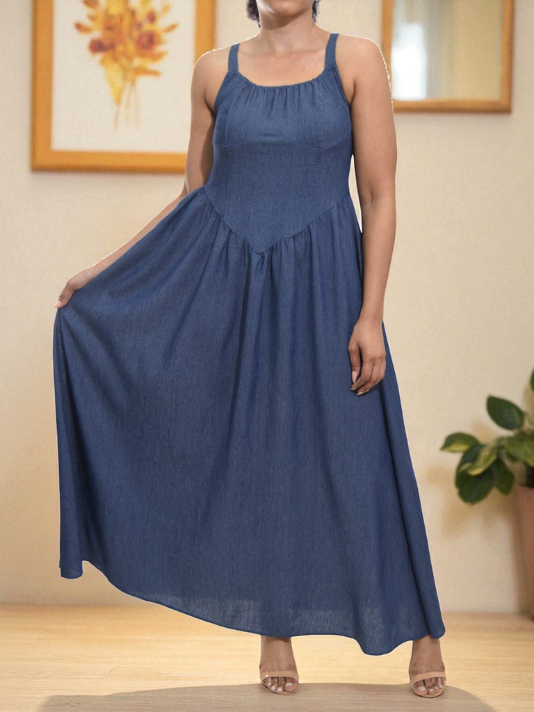 Ladies Dark Denim Tie Front Dress - StylePhase SA