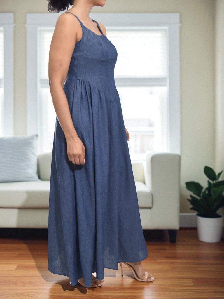 Ladies Dark Denim Tie Front Dress - StylePhase SA