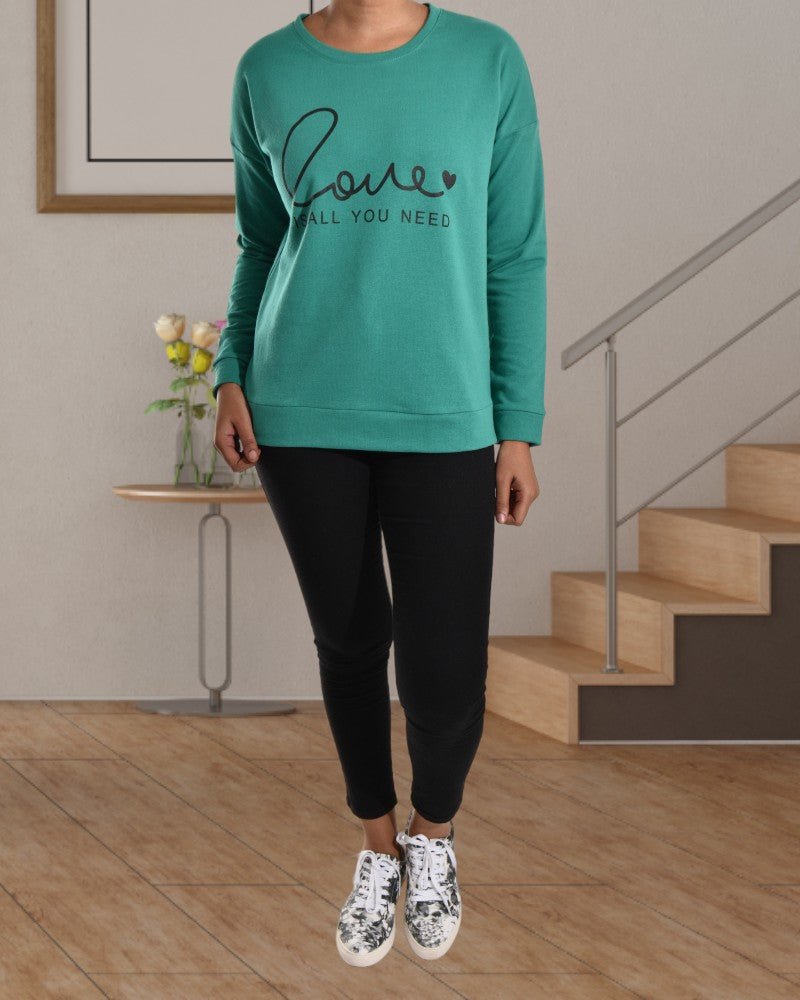 Ladies Dark Green Printed Sweater - StylePhase SA
