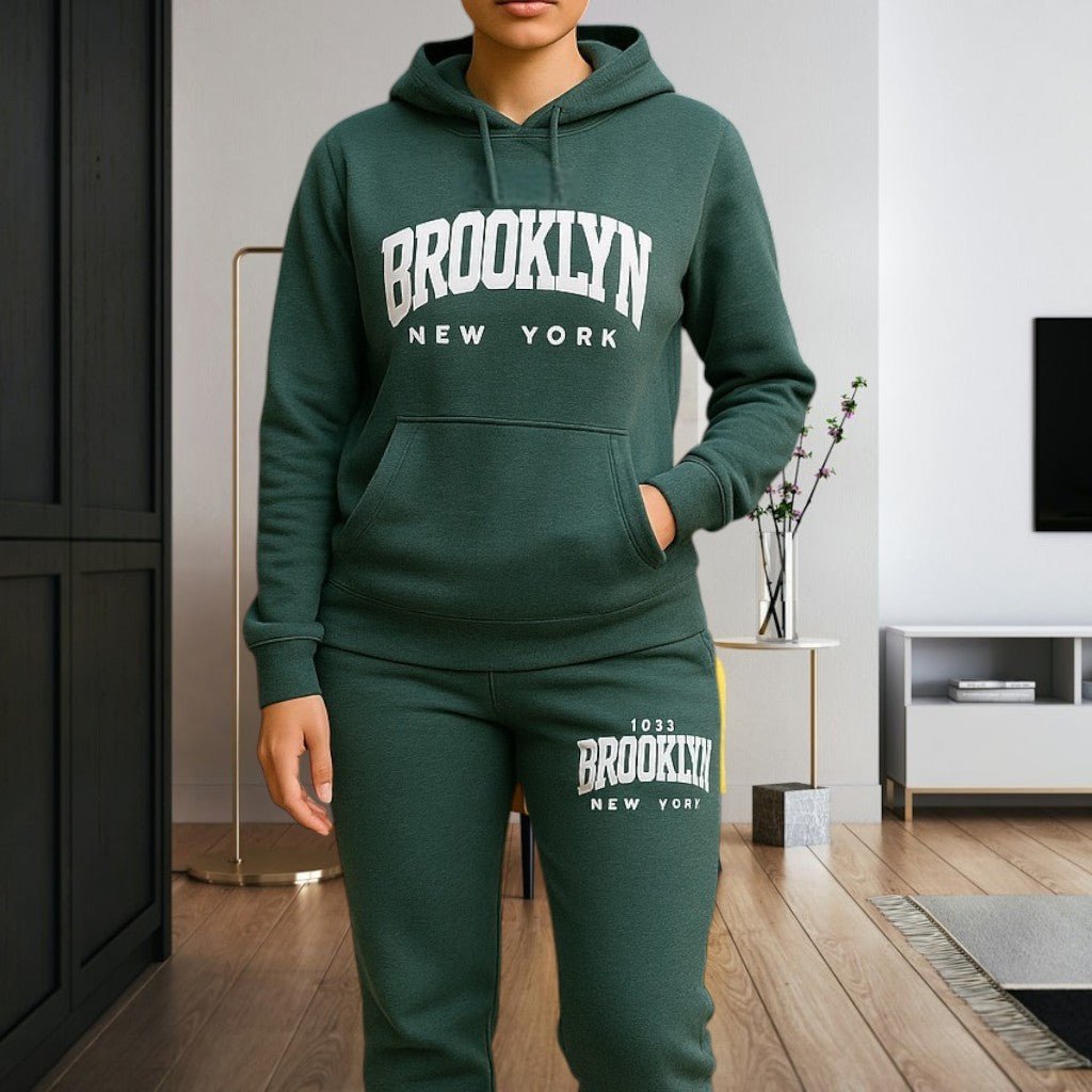 Ladies Dark Green Printed Tracksuit Set - StylePhase SA