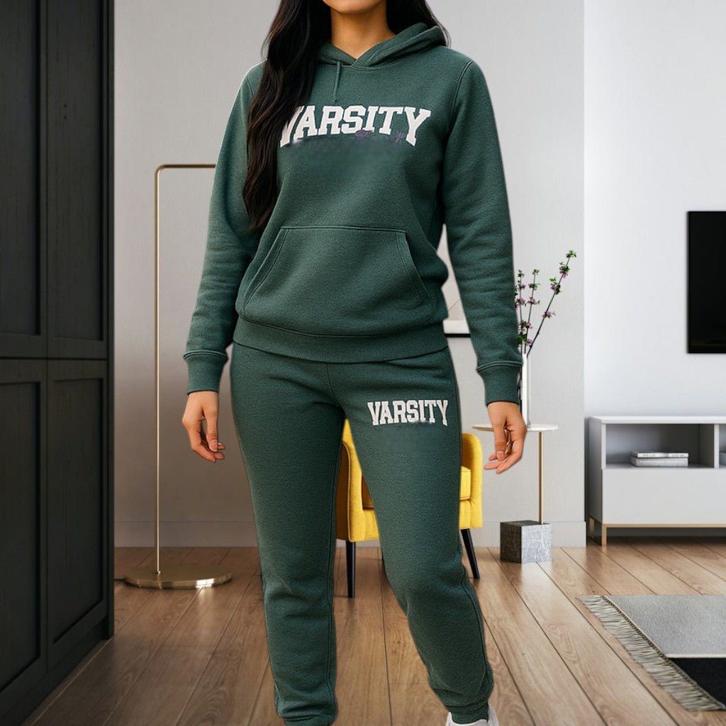 Ladies Dark Green Printed Tracksuit Set - StylePhase SA
