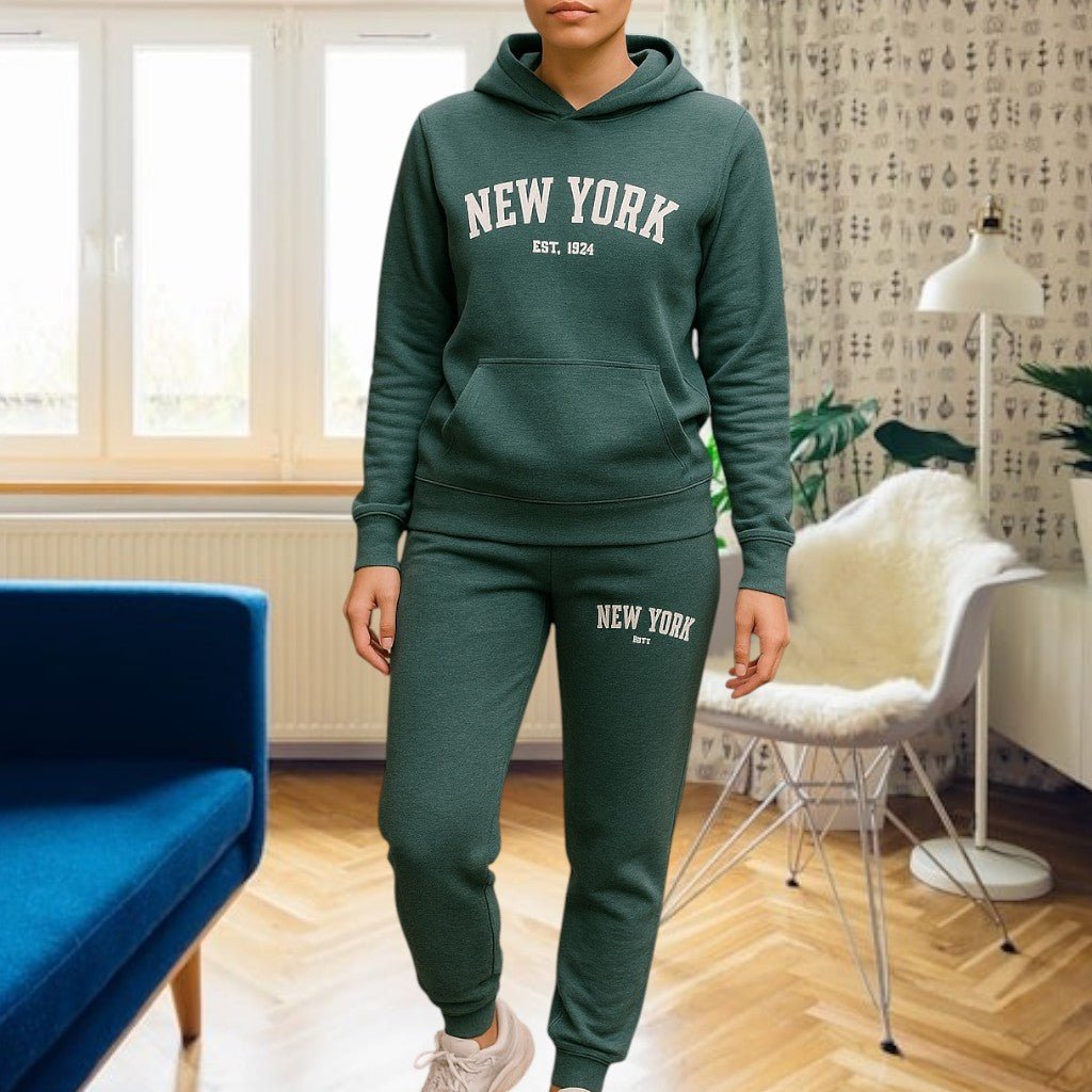 Ladies Dark Green Printed Tracksuit Set - StylePhase SA