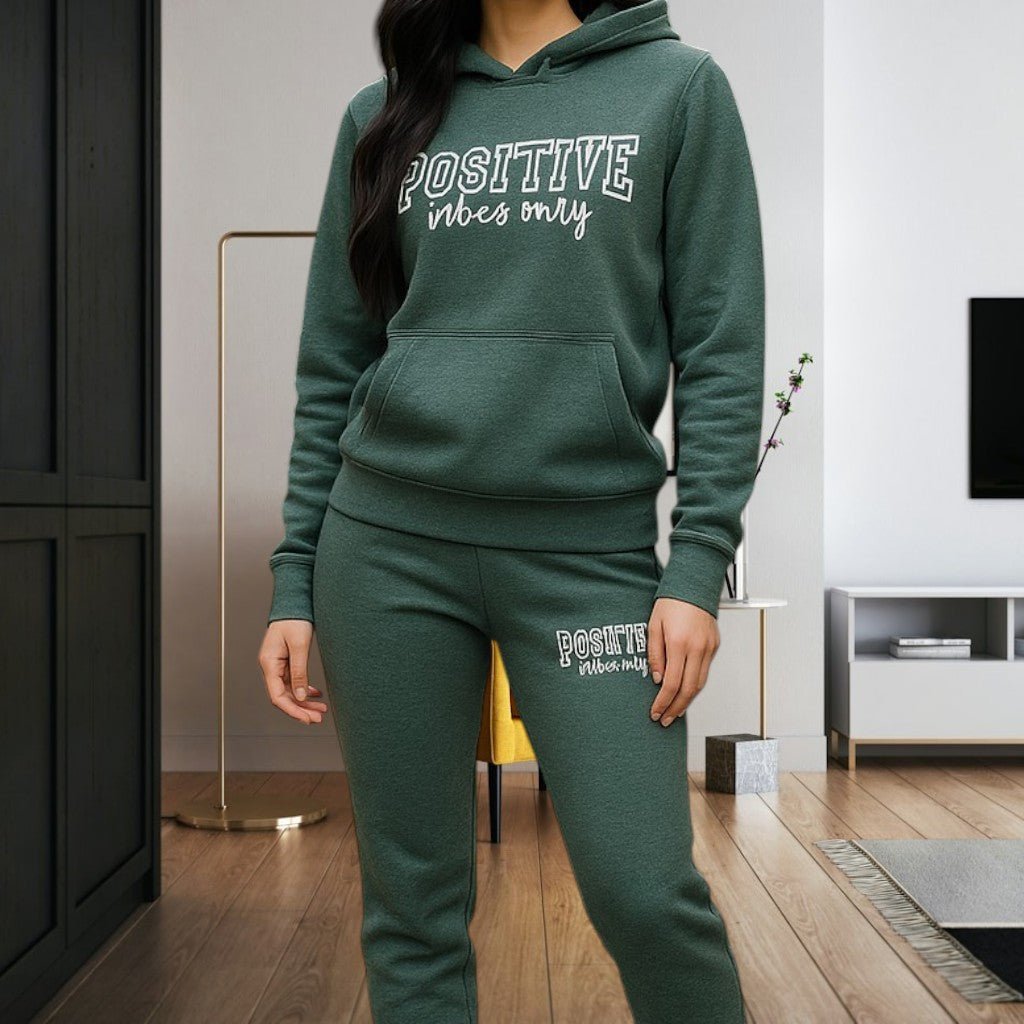 Ladies Dark Green Printed Tracksuit Set - StylePhase SA