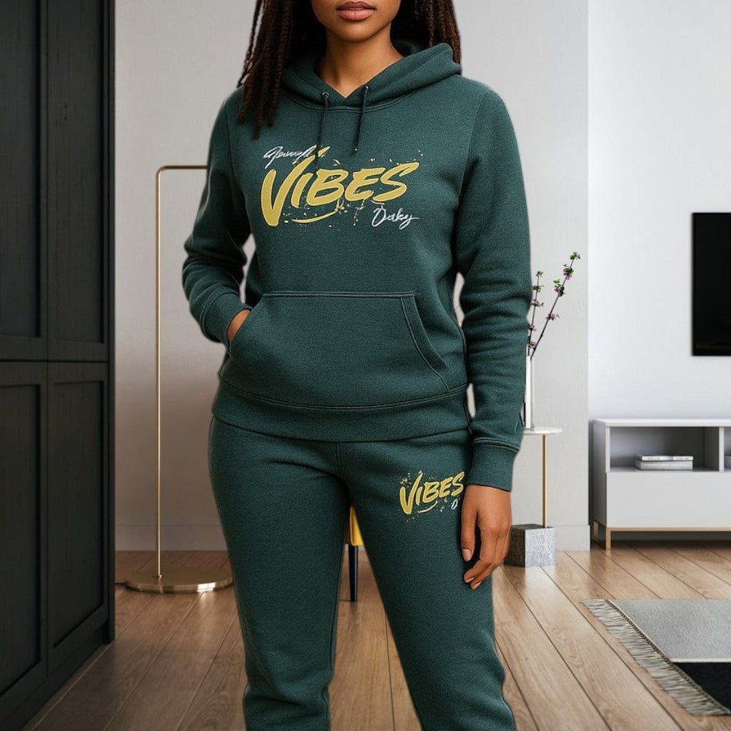 Ladies Dark Green Printed Tracksuit Set - StylePhase SA