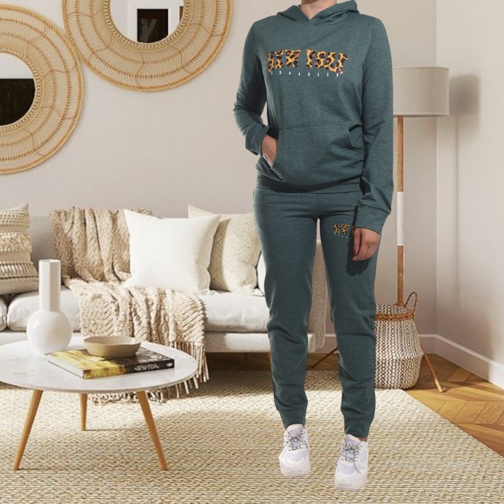 Ladies Dark Green Printed Tracksuit Set - StylePhase SA