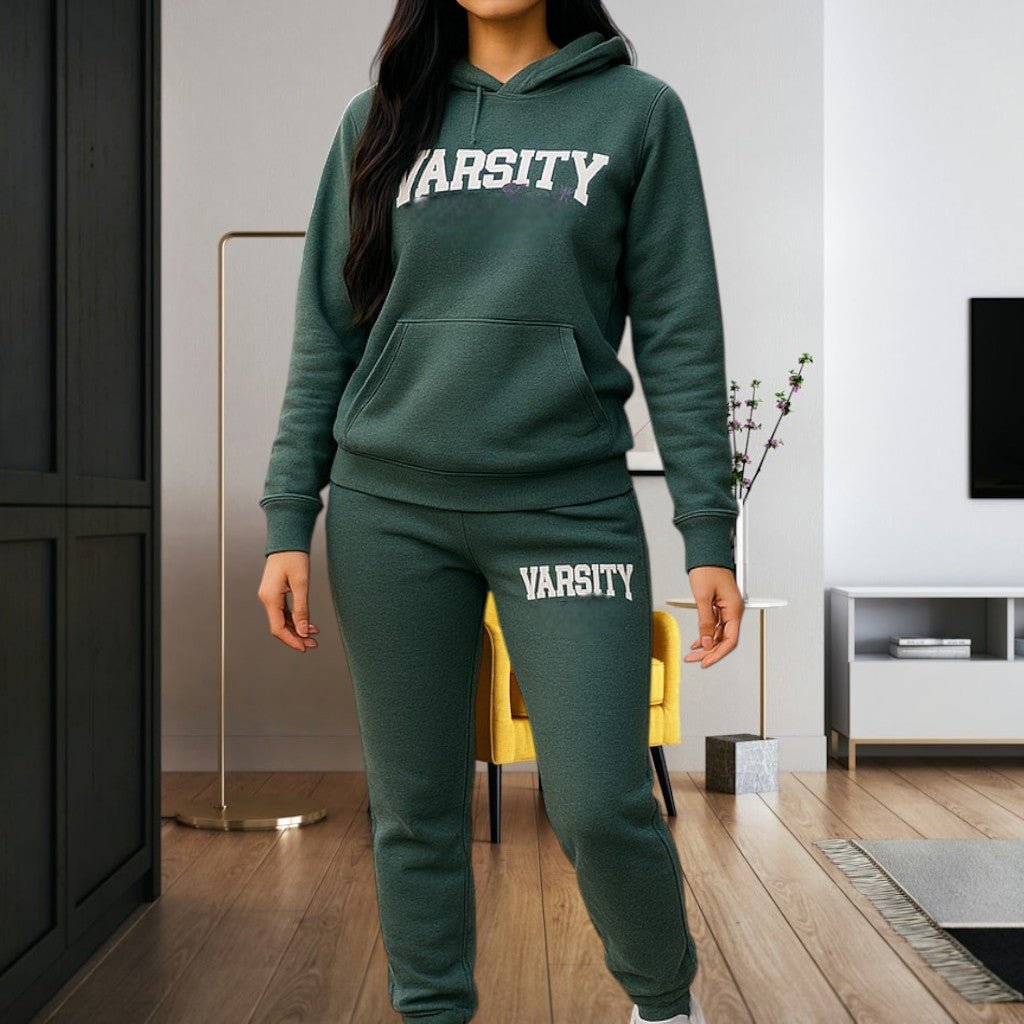Ladies Dark Green Printed Tracksuit Set - StylePhase SA