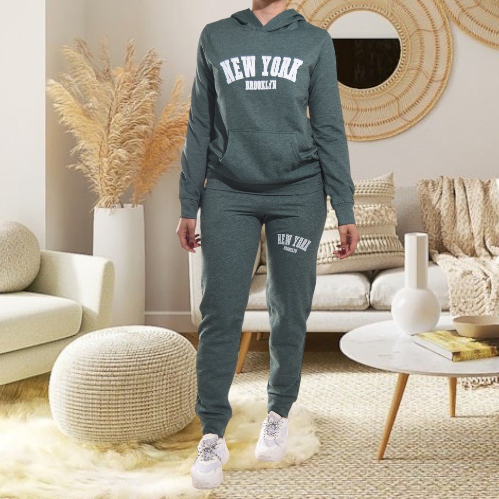 Ladies Dark Green Printed Tracksuit Set - StylePhase SA